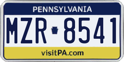 PA license plate MZR8541