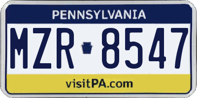 PA license plate MZR8547