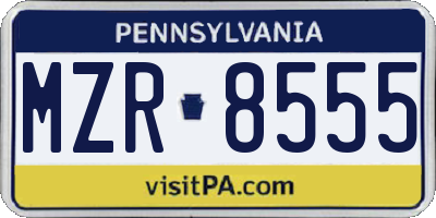 PA license plate MZR8555