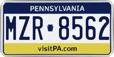 PA license plate MZR8562