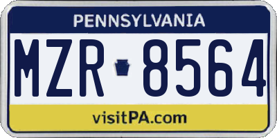PA license plate MZR8564