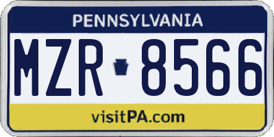 PA license plate MZR8566