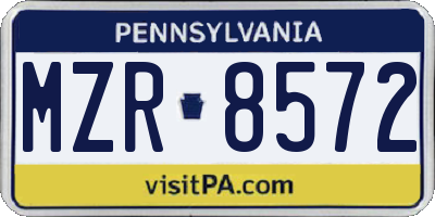 PA license plate MZR8572