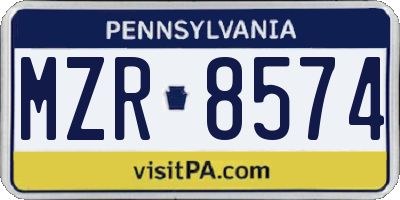 PA license plate MZR8574