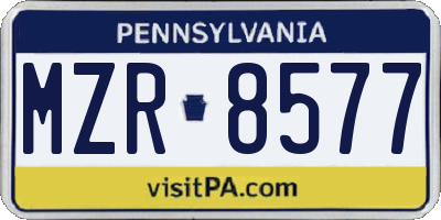 PA license plate MZR8577