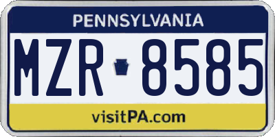 PA license plate MZR8585