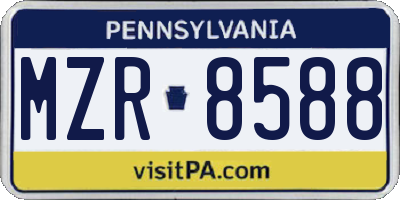 PA license plate MZR8588