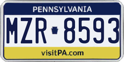 PA license plate MZR8593