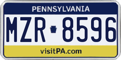 PA license plate MZR8596