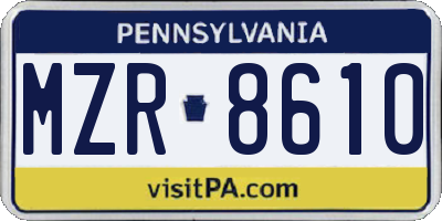 PA license plate MZR8610