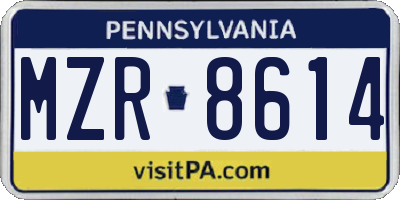 PA license plate MZR8614
