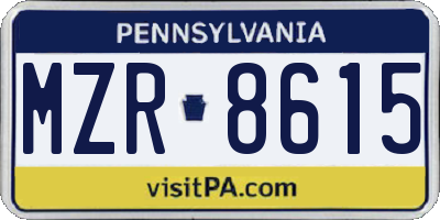 PA license plate MZR8615