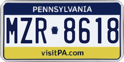 PA license plate MZR8618