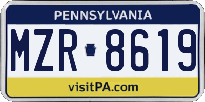 PA license plate MZR8619