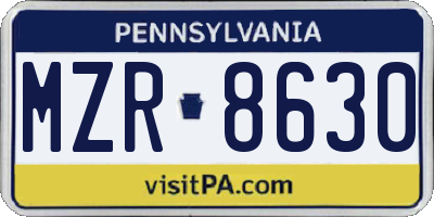 PA license plate MZR8630