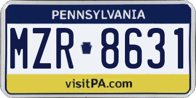 PA license plate MZR8631