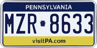 PA license plate MZR8633