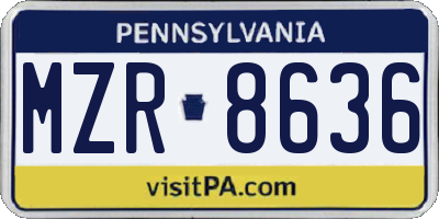 PA license plate MZR8636