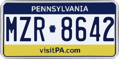PA license plate MZR8642