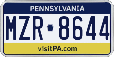 PA license plate MZR8644