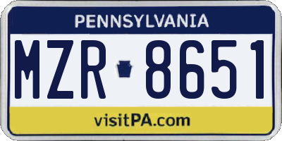 PA license plate MZR8651