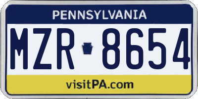 PA license plate MZR8654