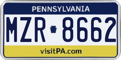 PA license plate MZR8662