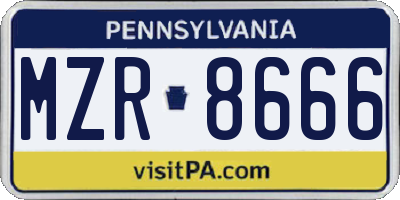 PA license plate MZR8666