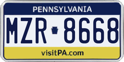 PA license plate MZR8668