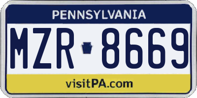 PA license plate MZR8669