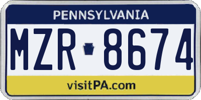 PA license plate MZR8674