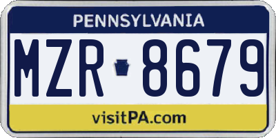 PA license plate MZR8679
