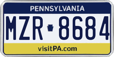 PA license plate MZR8684