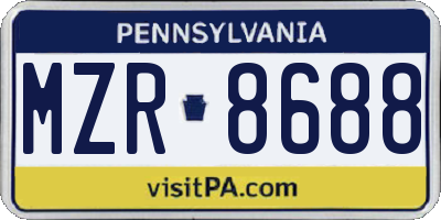 PA license plate MZR8688