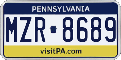 PA license plate MZR8689