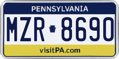 PA license plate MZR8690