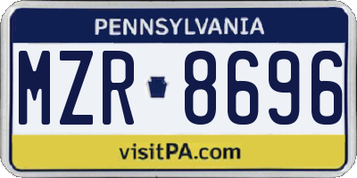 PA license plate MZR8696