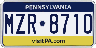 PA license plate MZR8710