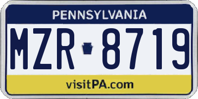 PA license plate MZR8719