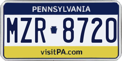 PA license plate MZR8720