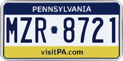 PA license plate MZR8721