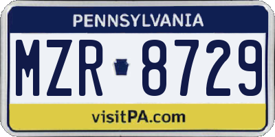 PA license plate MZR8729