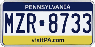 PA license plate MZR8733