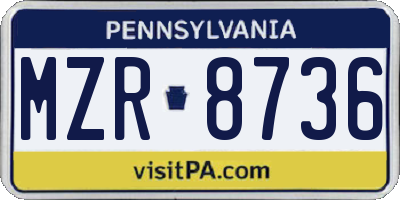 PA license plate MZR8736