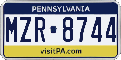 PA license plate MZR8744