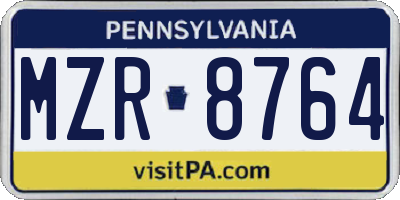 PA license plate MZR8764