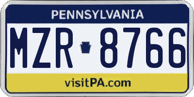 PA license plate MZR8766