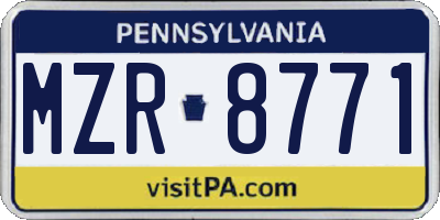 PA license plate MZR8771