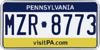 PA license plate MZR8773
