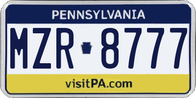 PA license plate MZR8777